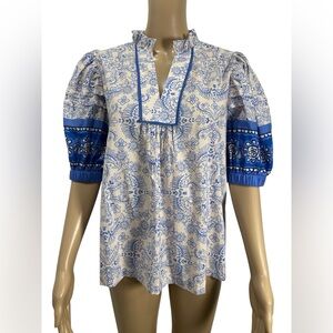 PINCH AVARA Floral Contrast Floral Puff Sleeve Women's Top size XL